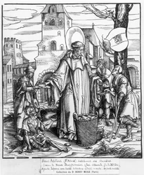 San Adelardo (c.752-827) distribuyendo limosnas